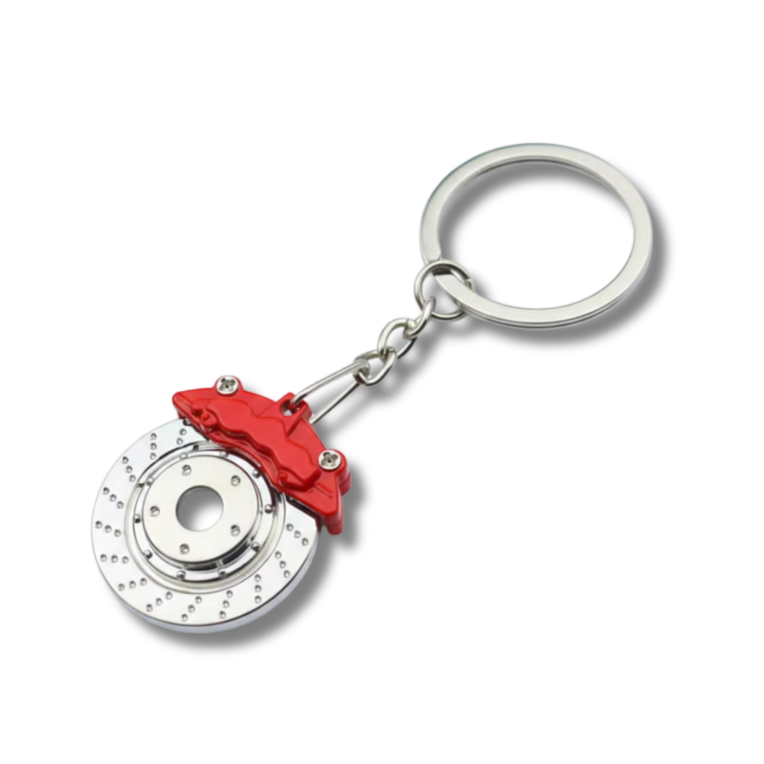 Bremsscheiben Schlüsselanhänger aus Metall, Rot/Silber