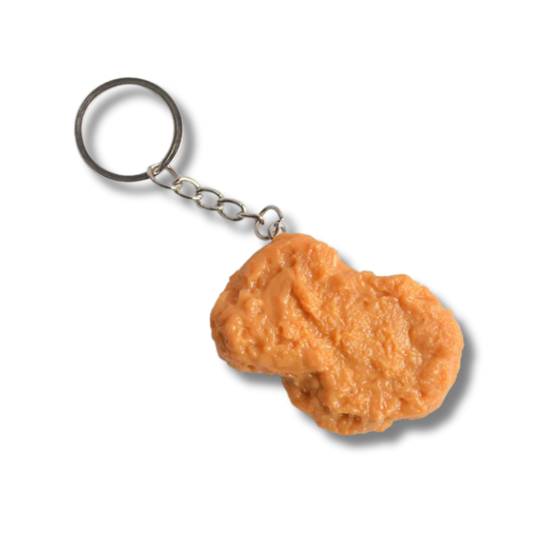 Chicken Nugget Schlüsselanhänger, Braun, 5.5 cm
