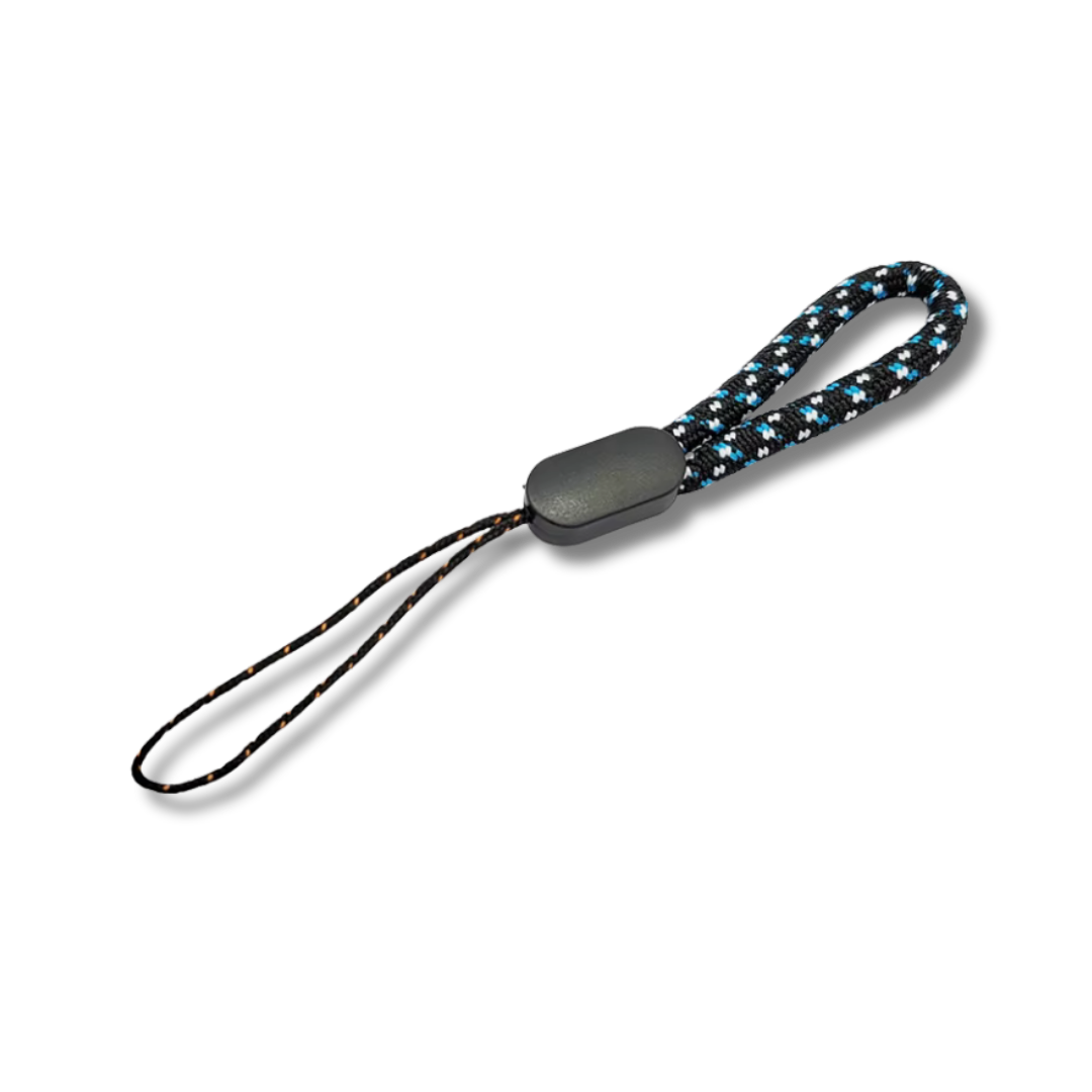Finger Strap für Mini Kameras & Schlüsselanhänger, Schwarz/Blau, 11 cm