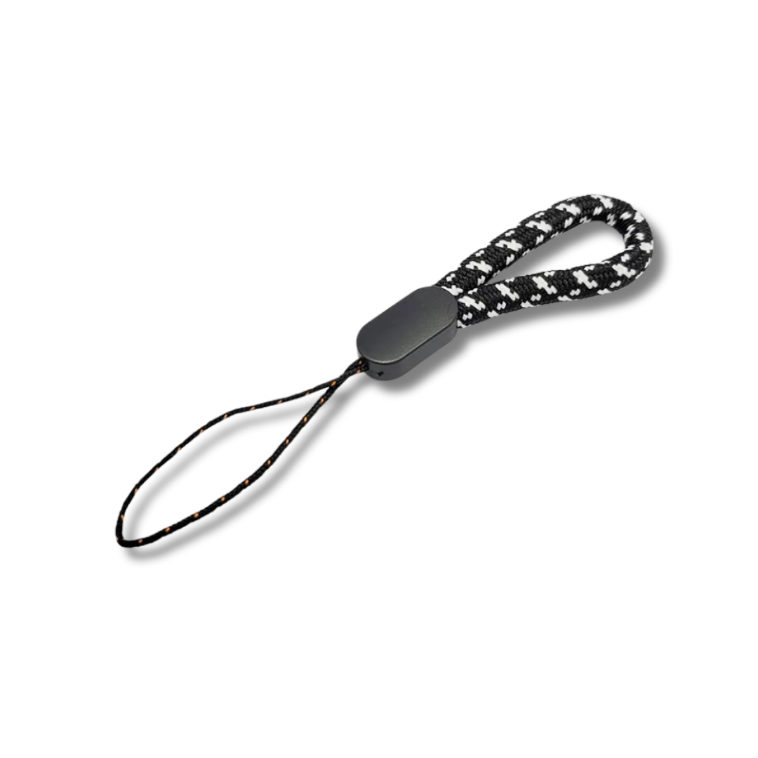 Finger Strap für Mini Kameras & Schlüsselanhänger, Schwarz/Weiss, 11 cm