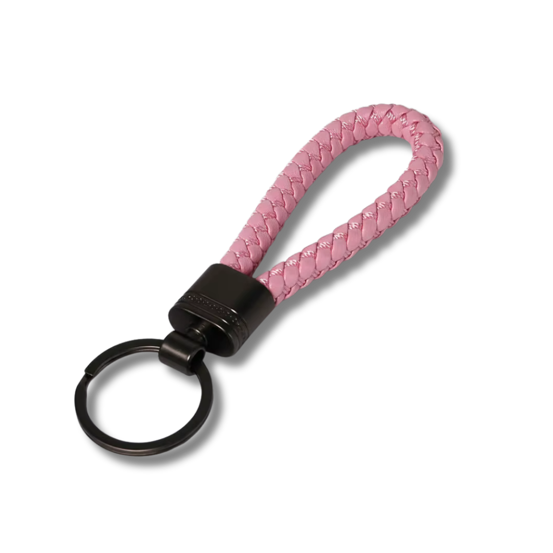 Geflochtener Schlüsselbund aus Kunstleder, Pink, 12.2 cm