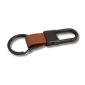 Karabiner Schlüsselbund aus Metall & Kunstleder, Schwarz/Braun, 8.2 cm