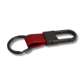 Karabiner Schlüsselbund aus Metall & Kunstleder, Schwarz/Rot, 8.2 cm