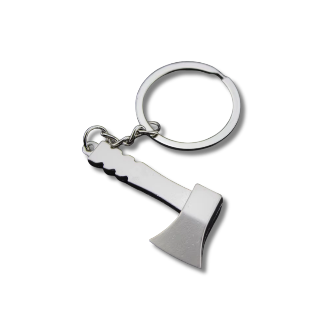 Mini-Werkzeug Schlüsselanhänger Holzaxt, Silber