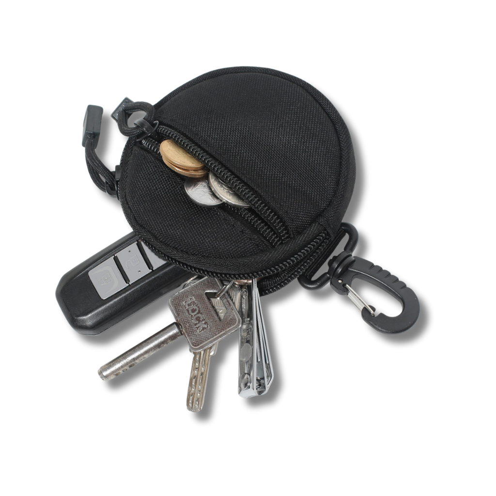 Mini Schlüsselbund Tasche aus Nylon, Schwarz, 10 cm