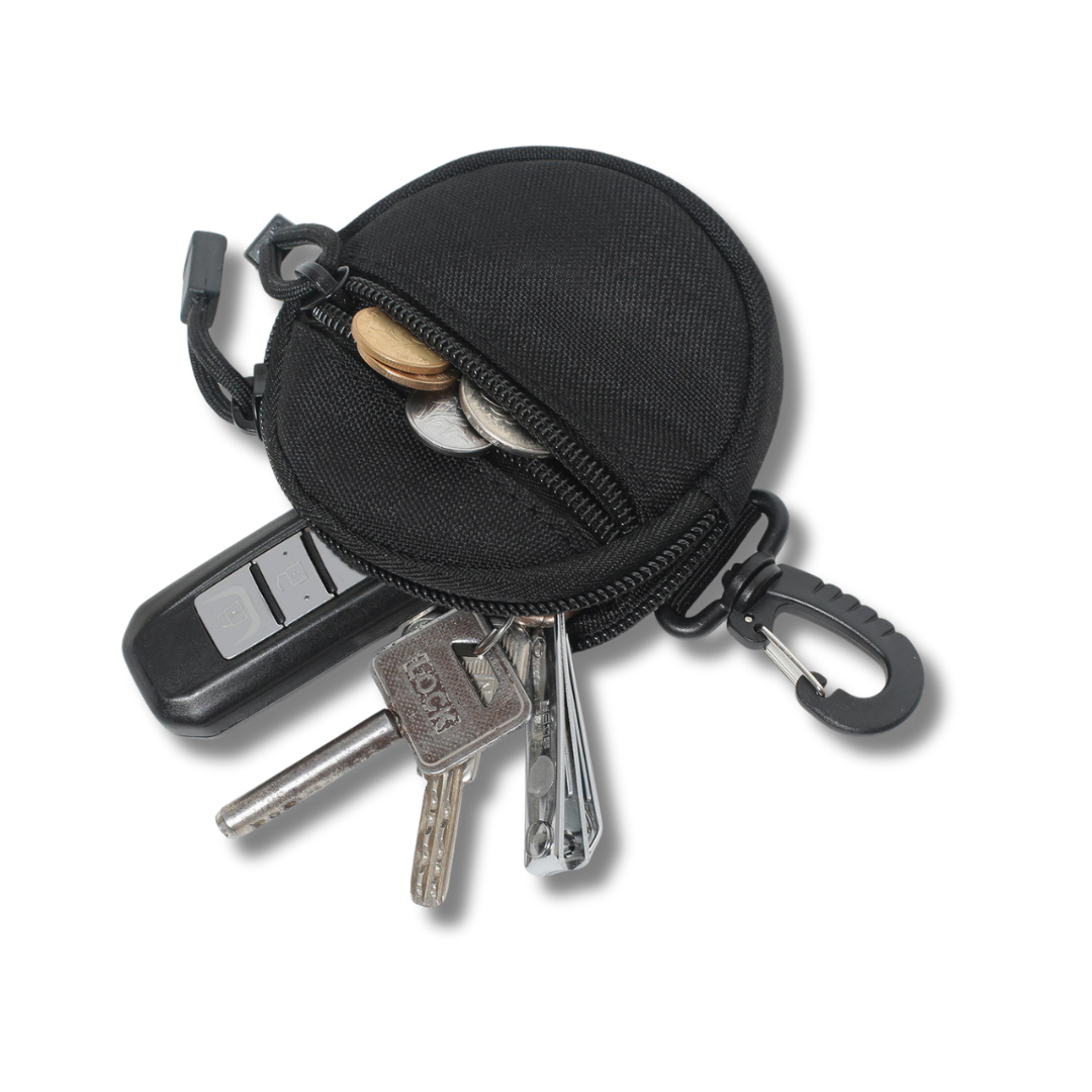 Mini Schlüsselbund Tasche aus Nylon, Schwarz, 10 cm