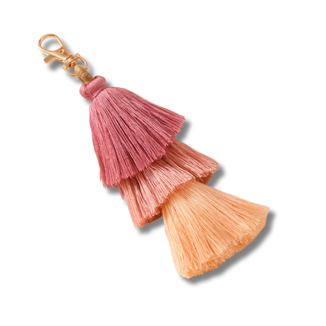 Quasten Schlüsselanhänger, Pink, 18 cm