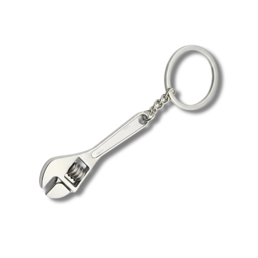 Rollgabelschlüssel Schlüsselanhänger aus Metall, Silber
