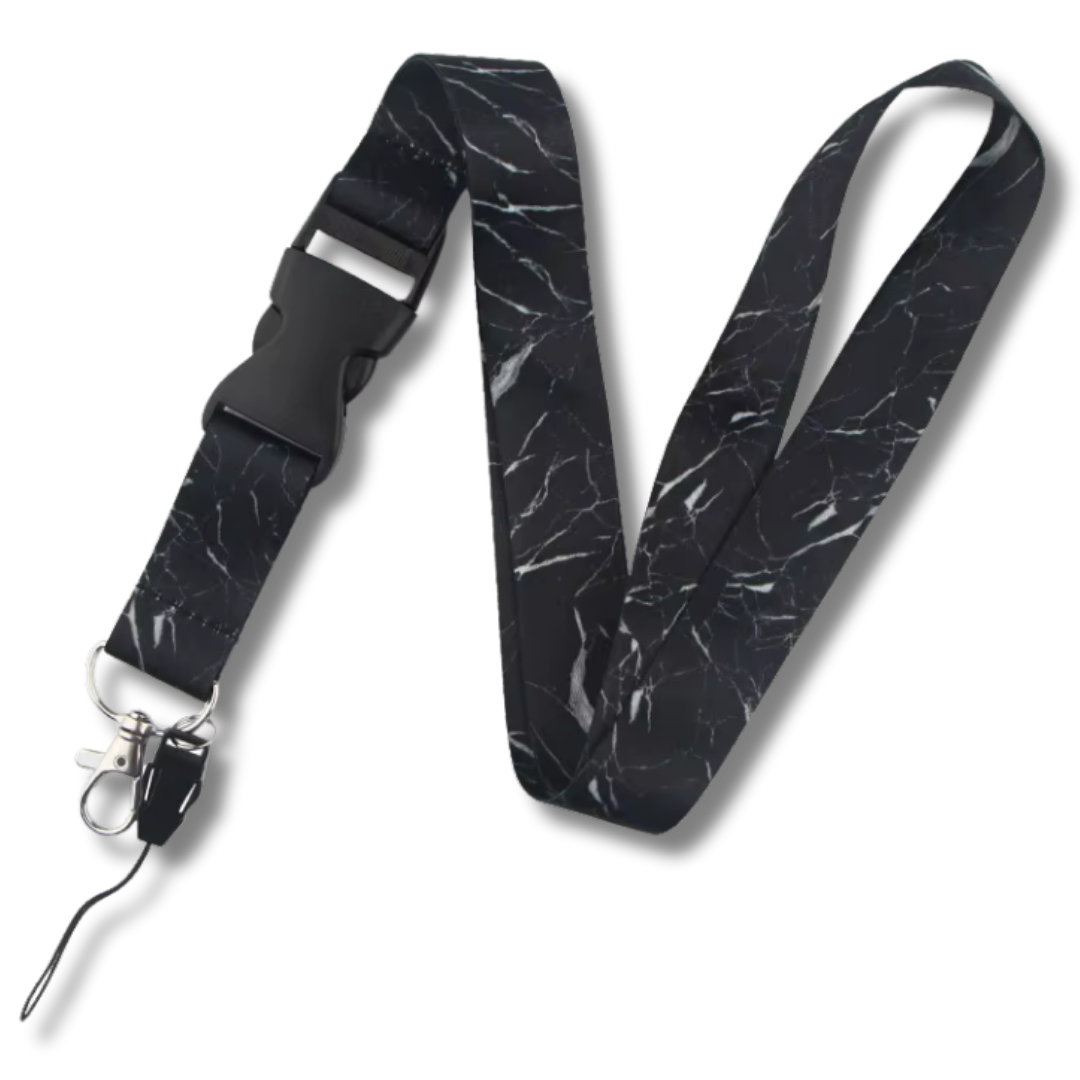 Schlüsselband Black Marble mit Schnellverschluss, 45 cm