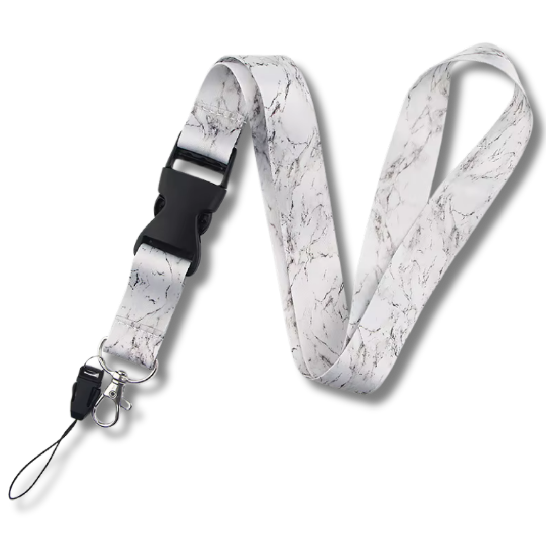 Schlüsselband White Marble mit Schnellverschluss, 45 cm