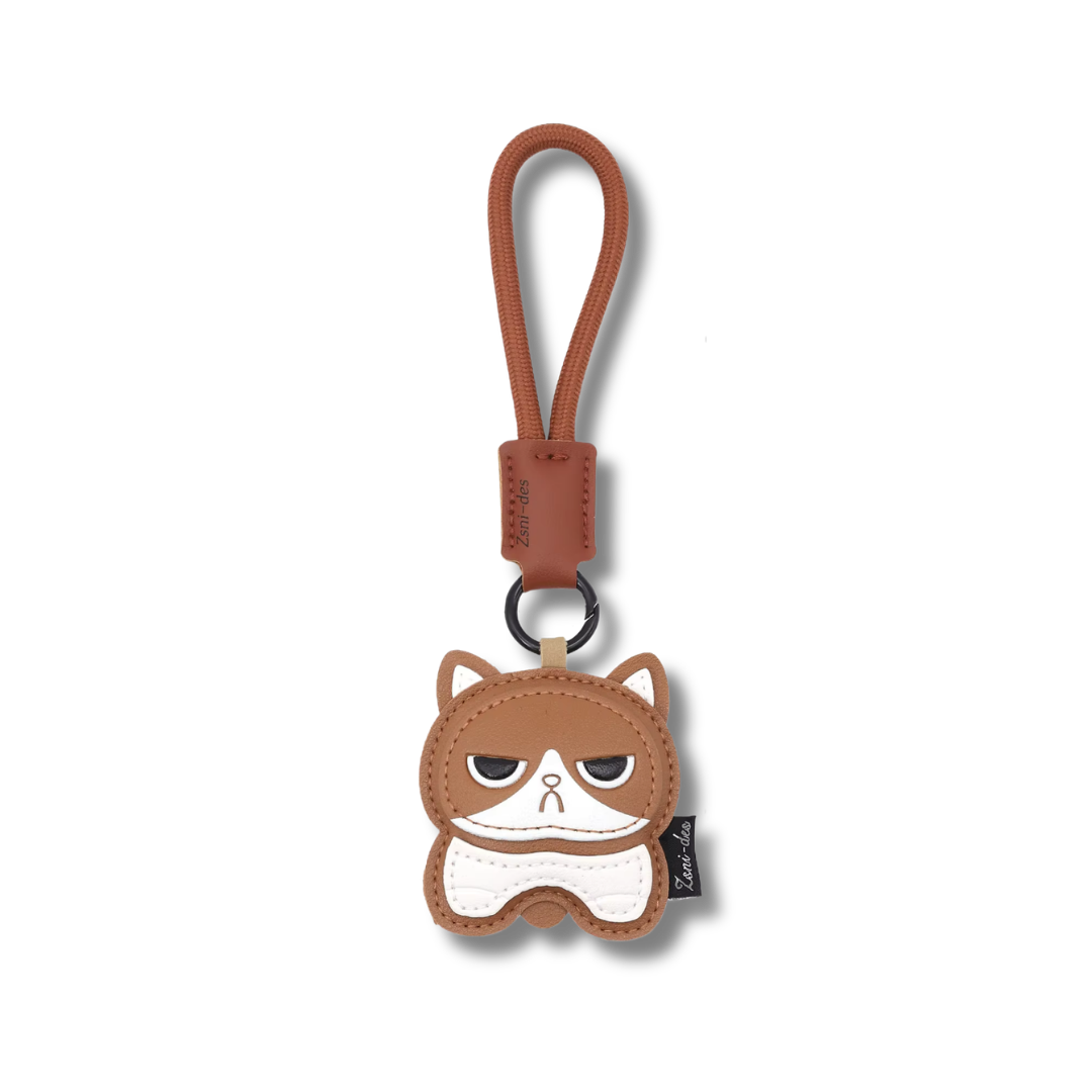 Schlüsselbund mit Angry Dog Anhänger, Braun, 21 cm