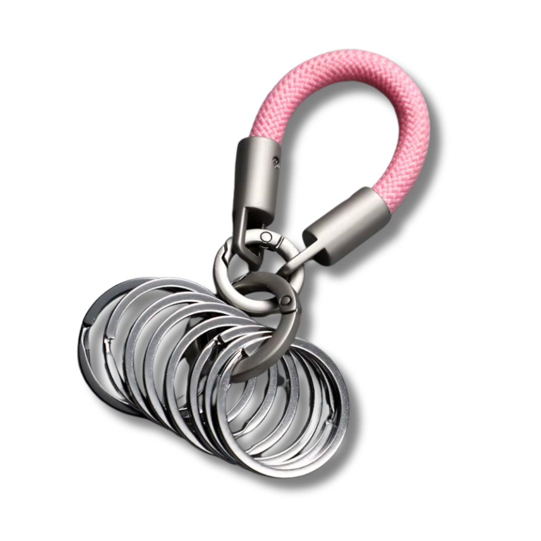 Schlüsselbund mit 8 Schlüsselringen, Rosa/Silber