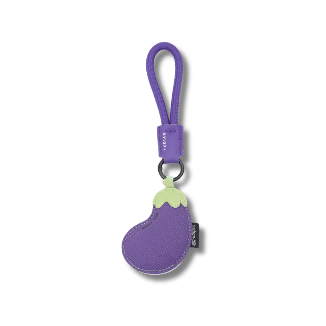 Schlüsselbund mit Auberginen Anhänger, Violett, 21 cm