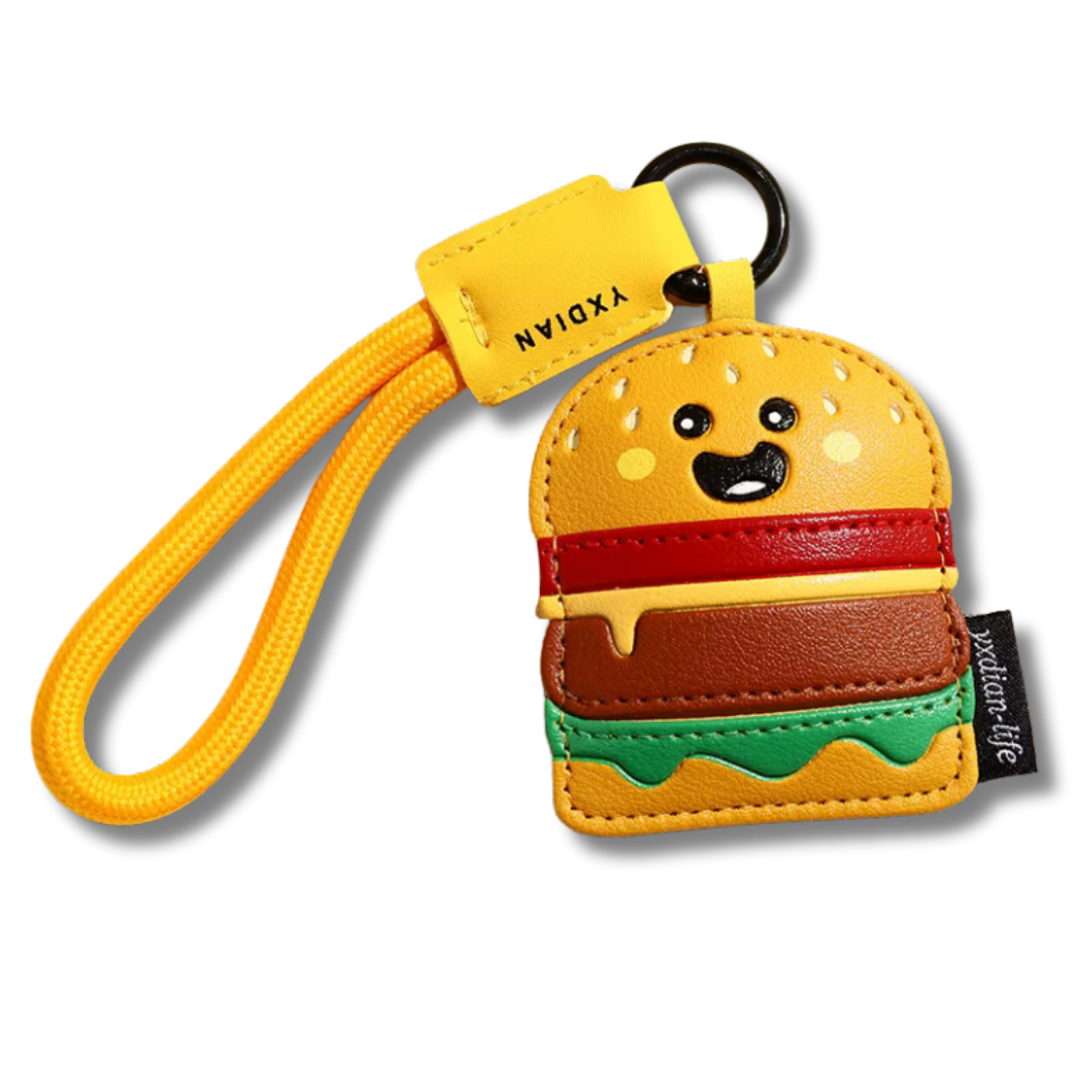 Schlüsselbund mit Burger Anhänger, Gelb, 21 cm
