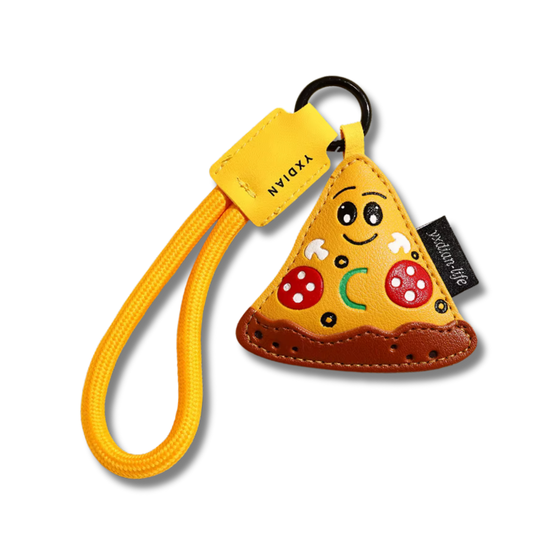 Schlüsselbund mit Pizza Anhänger, Gelb, 21 cm