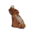 Steak Schlüsselanhänger, Braun, 8 cm