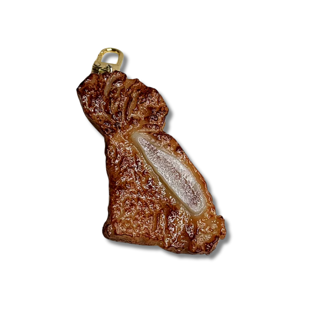 Steak Schlüsselanhänger, Braun, 8 cm