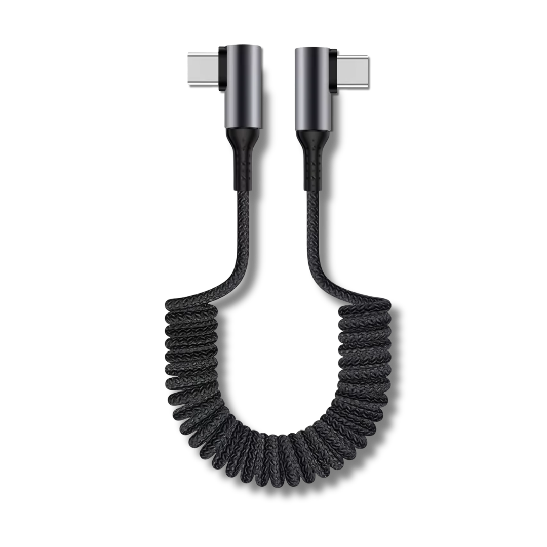 USB-C Spiralkabel für Mini Kameras & Smartphones, Schwarz, 25 bis 80 cm